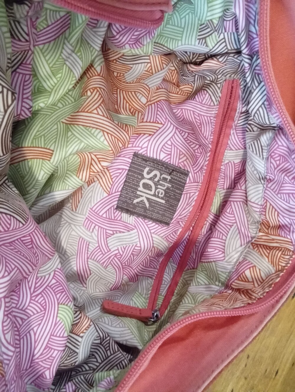 The Sak Vintage Colorblock Hobo Bag Pink, Beige, Silver Brown Braided Strap - Picture 10 of 13